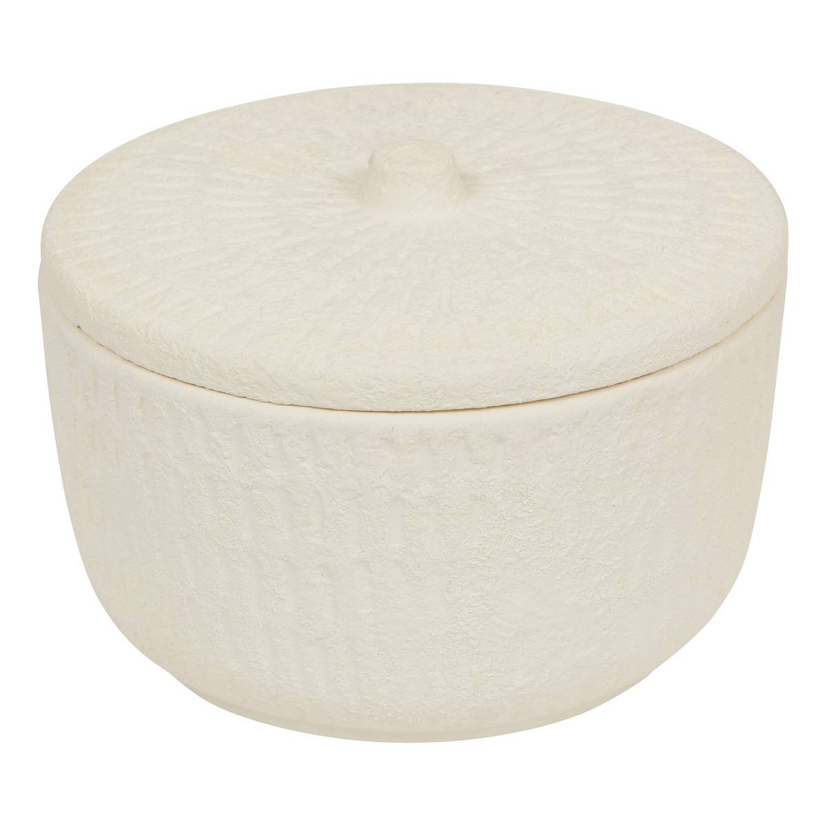 Boîte décorative D15,5cm céramique SIEN blanc, ATMOSPHERA