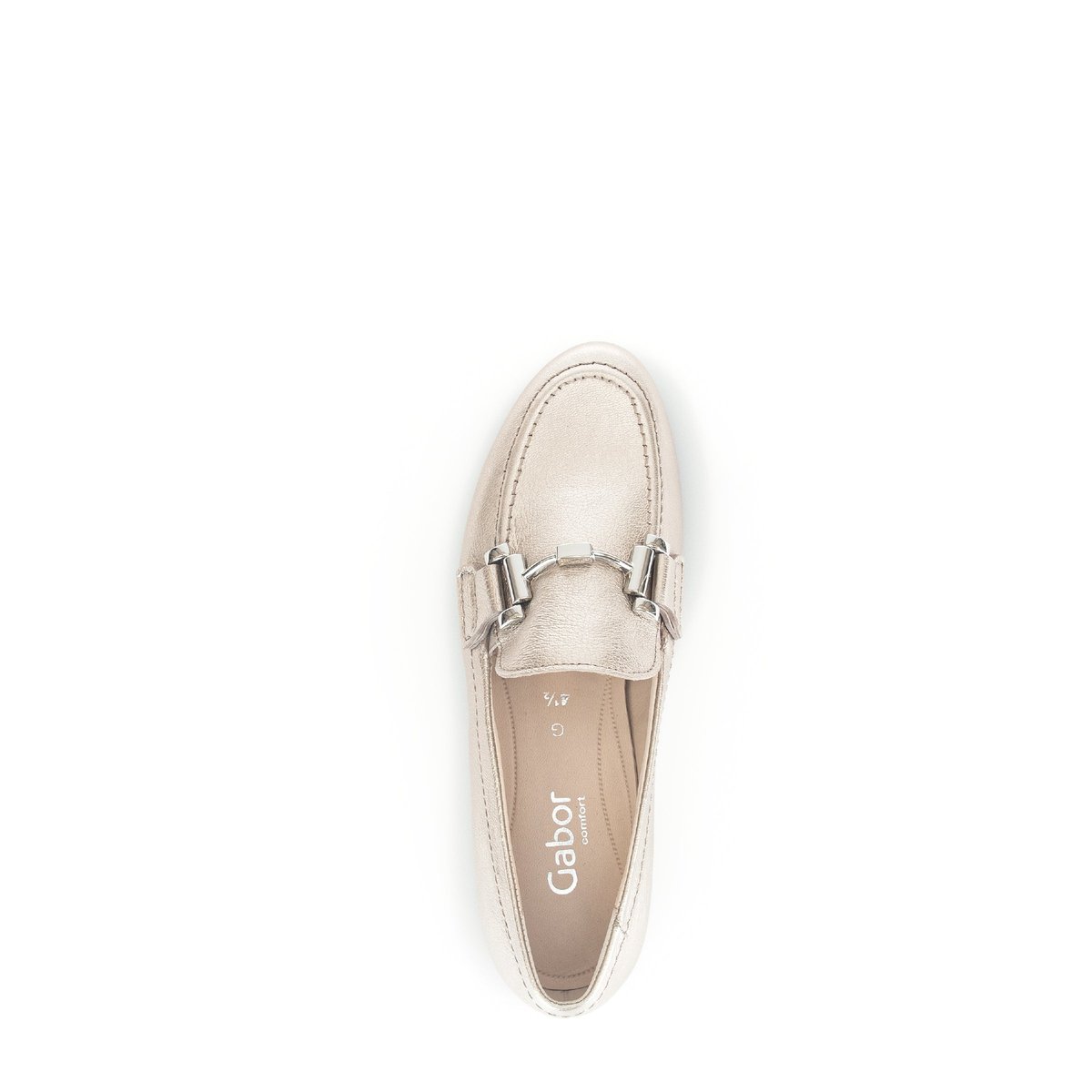 Mocassins en cuir grainé à talon décroché doré, GABOR