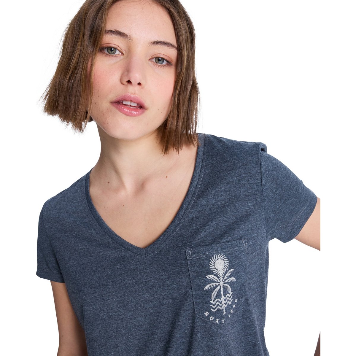 T-Shirt, manches courtes, col rond, Floral. noir anthracite, ROXY