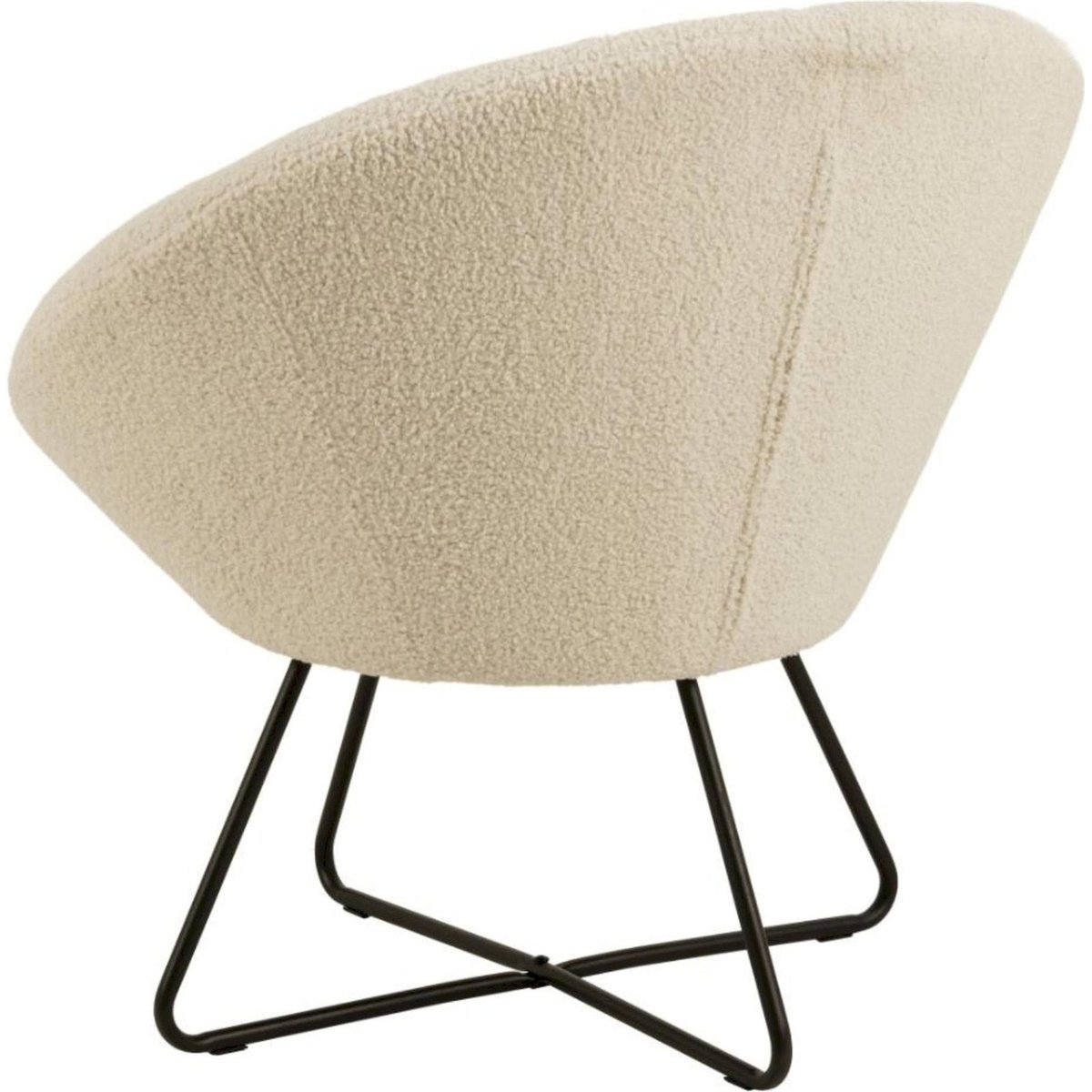 Fauteuil coquille en velours piètement croisé beige chiné, RECOLLECTION