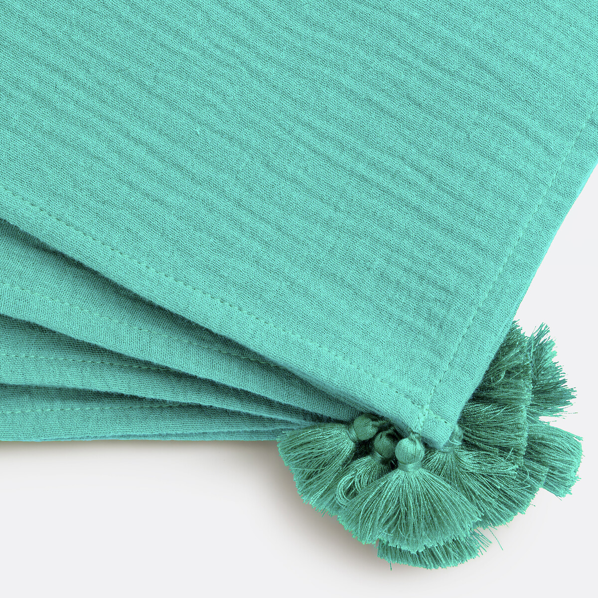 Set of 4 Cotton Muslin Napkins, Kumla lagoon blue, LA REDOUTE INTERIEURS