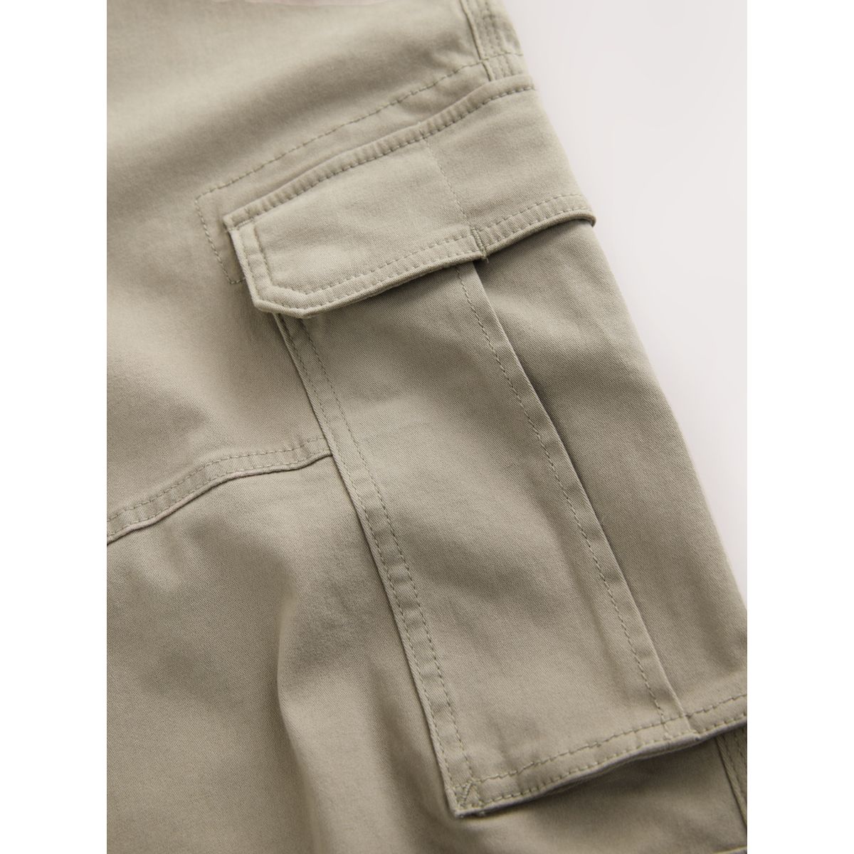Pantalon cargo stretch en coton grège, NEXT