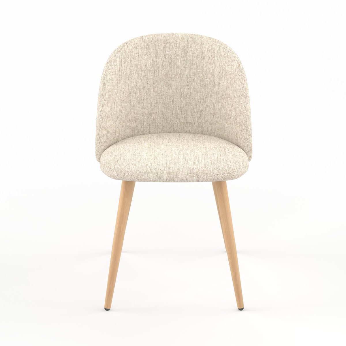 Lot de 2 chaises en tissu, pieds en métal effet bois - COZY greige, MAISON PAVANE