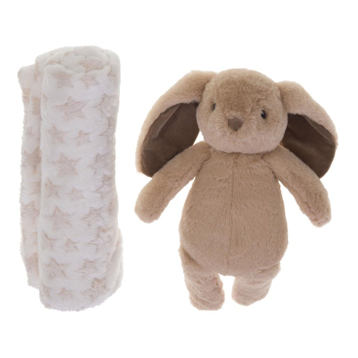 Doudou Lapin et son plaitoilé 90x75cm marron, AMADEUS LES PETITS