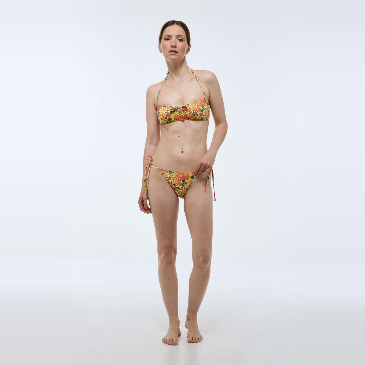Haut de maillot de bain ALBA, matière recyclée jaune pastel, MONOPRIX