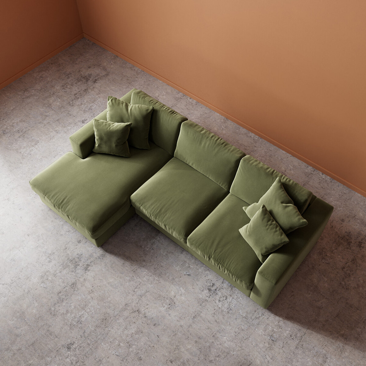 Althaea Crushed Velvet Corner Chaise Sofa moss , SWOON