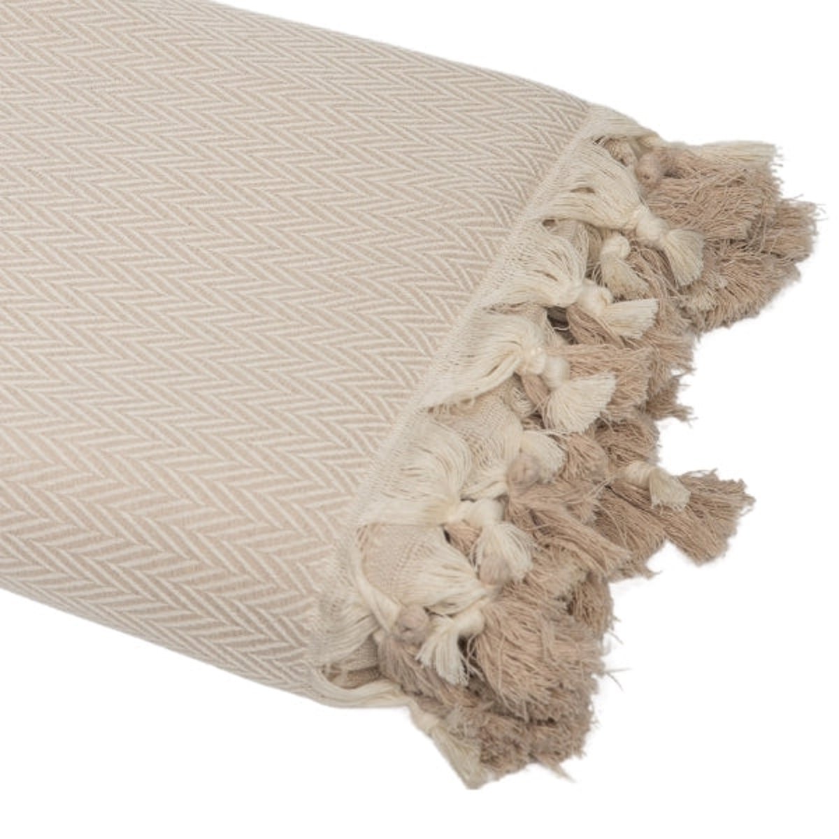 Plaid coton MEGEVE taupe clair, FEBRONIE
