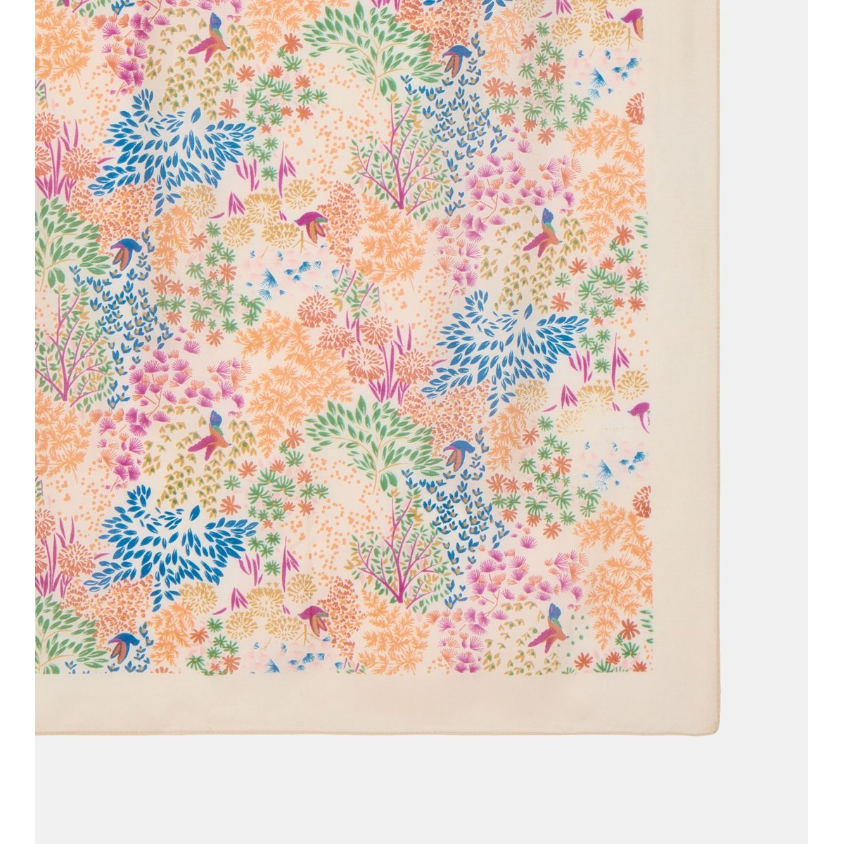 Carré de soie lavie à motif floral multicolore, GALERIES LAFAYETTE