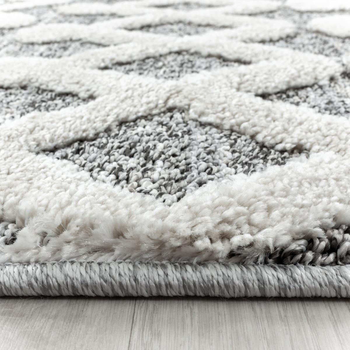 Tapis salon et chambre tissé motif scandinave PISTIOU gris, blanc, UN AMOUR DE TAPIS