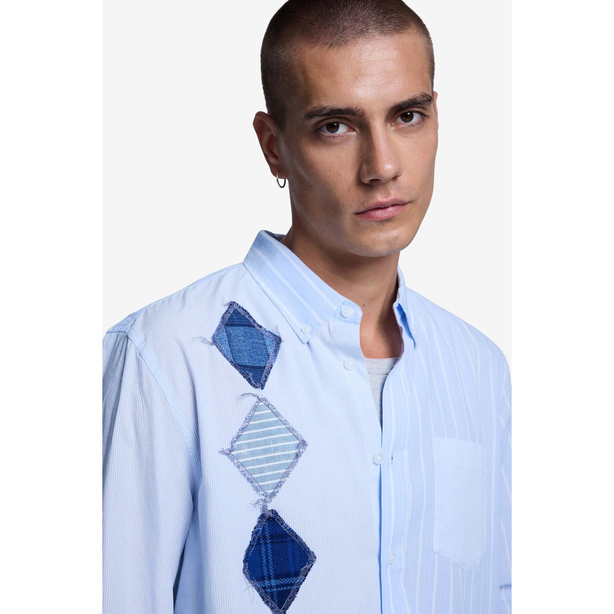 Chemise en coton à losanges bleu, DESIGUAL
