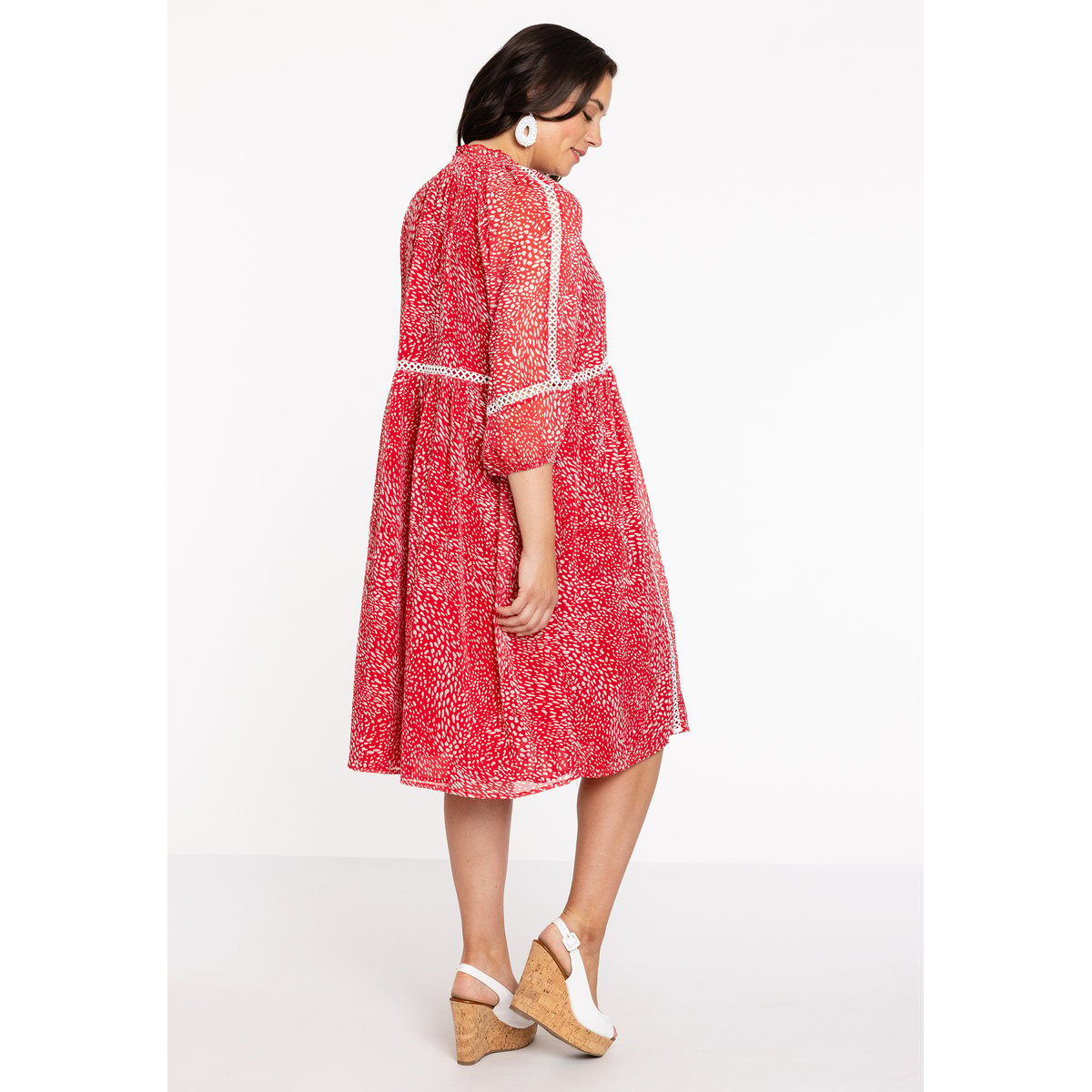 Robe avec imprimé à pois rouge, YOEK