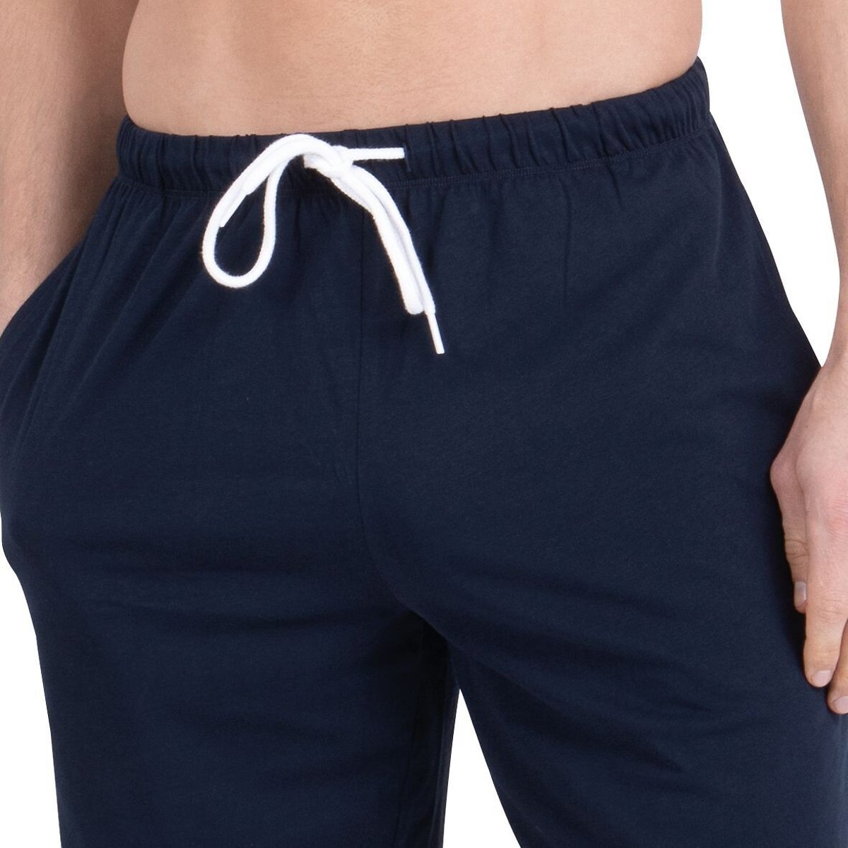 Pyjashort rayé, col rond bleu/bleu marine, ATHENA