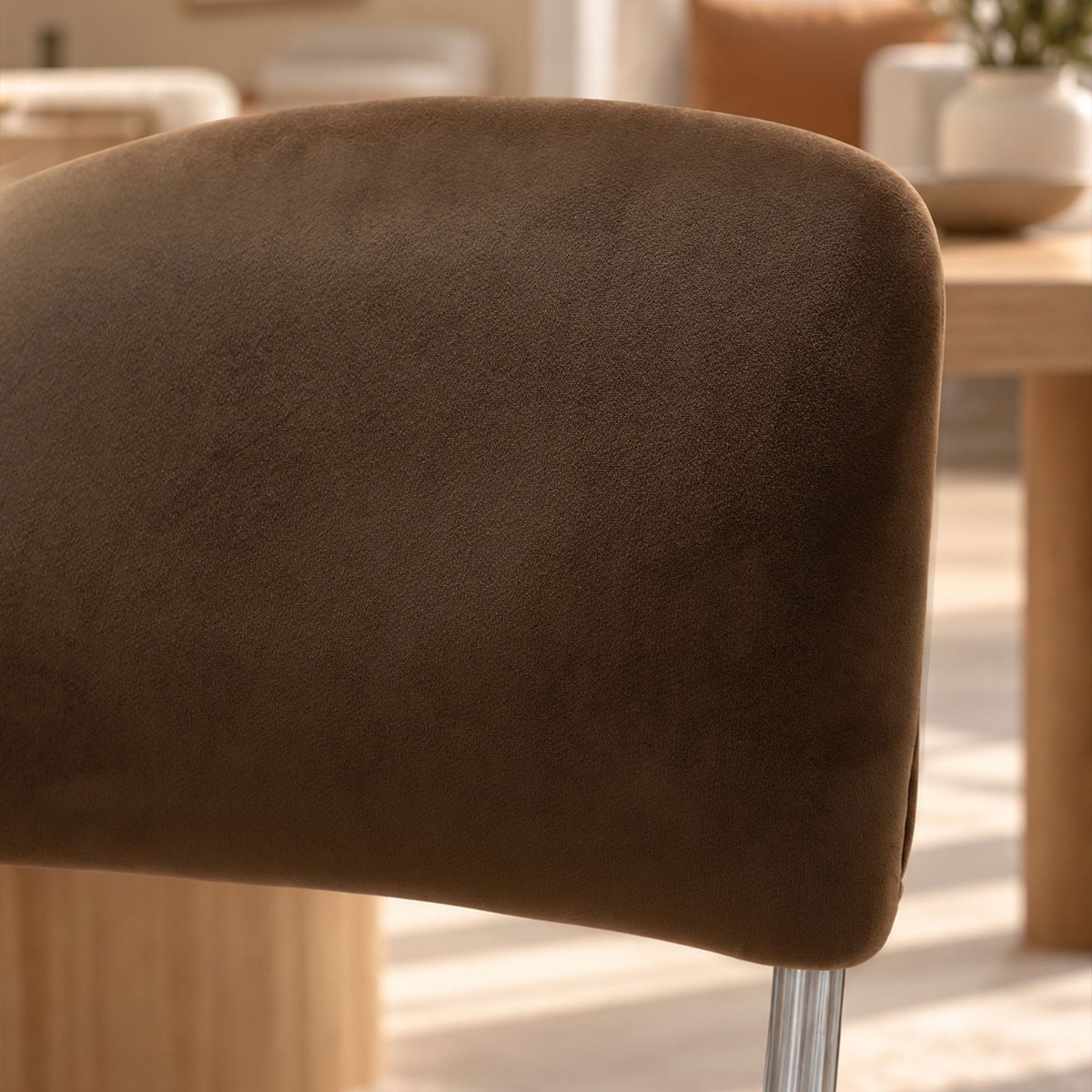 Lot de 2 chaises de table en velours, FELINE couleur unique, NOW'S HOME