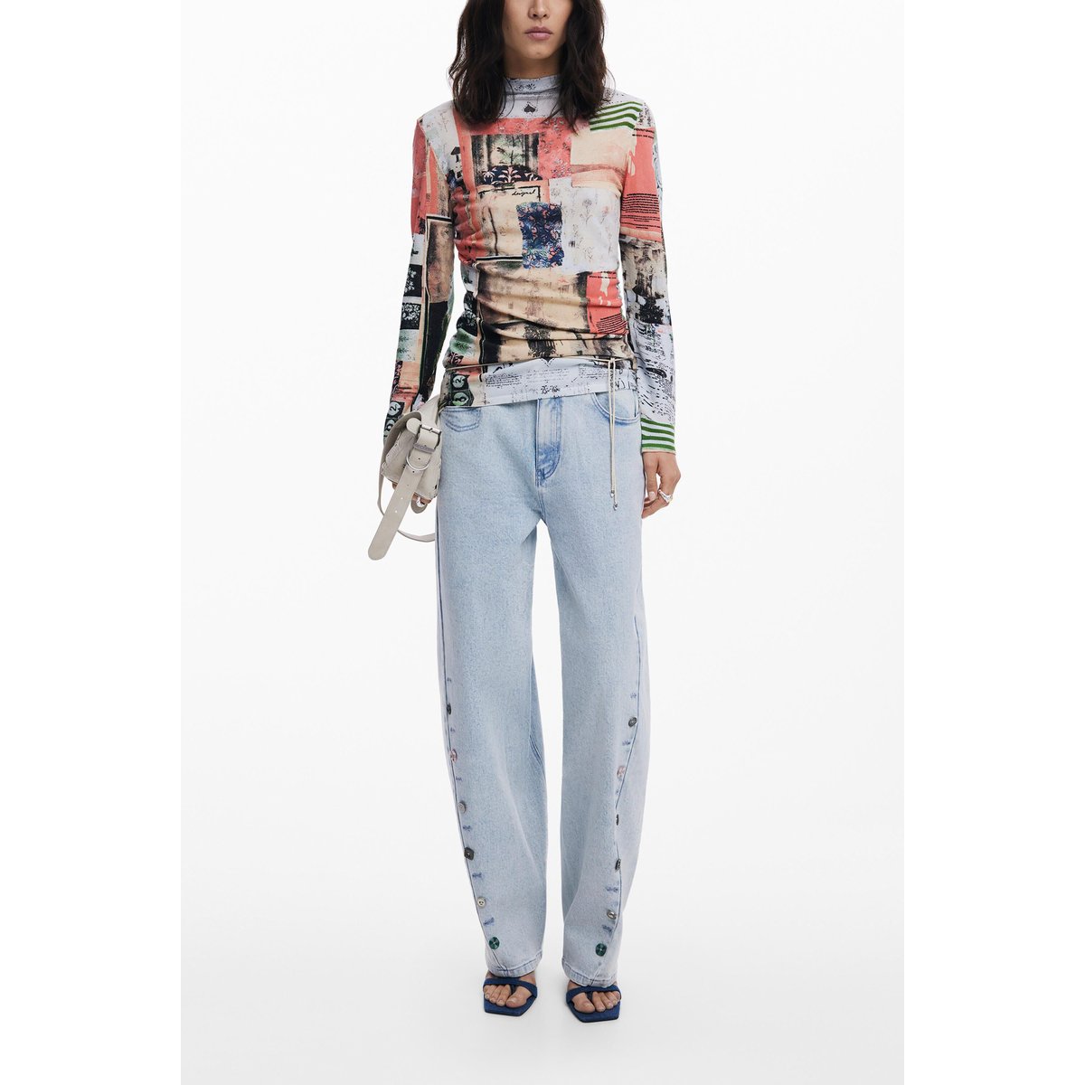 Pull fin cartes postales multicolore, DESIGUAL