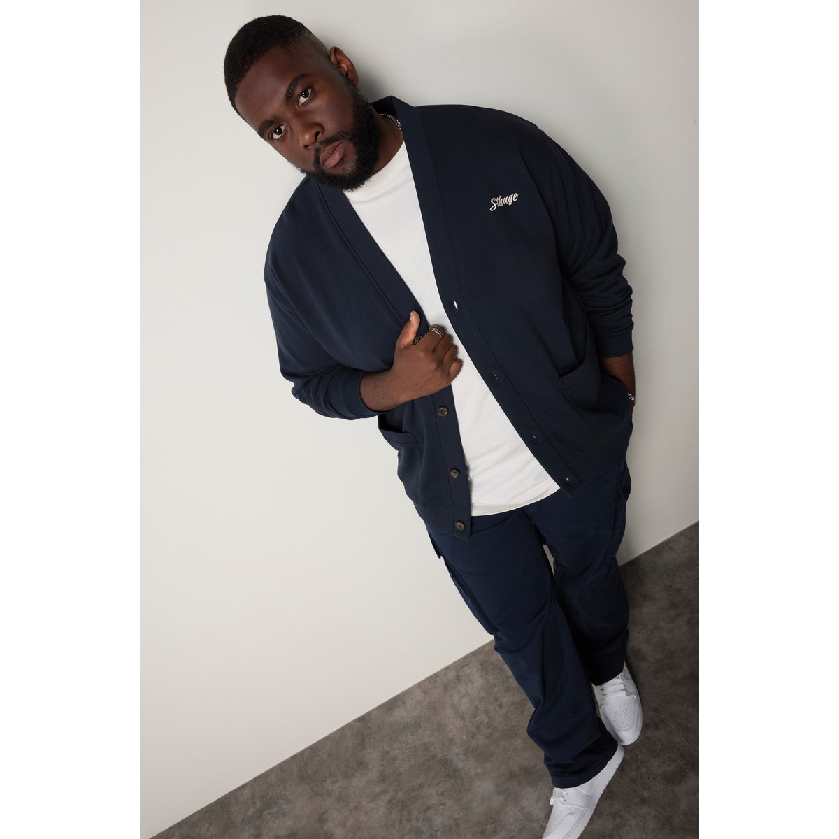 Veste en molleton marine foncé, STHUGE