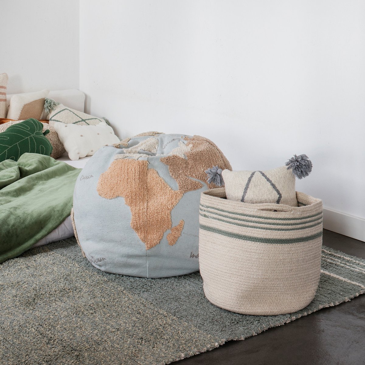 Panier Twin REVERSIBLE beige bleu, LORENA CANALS