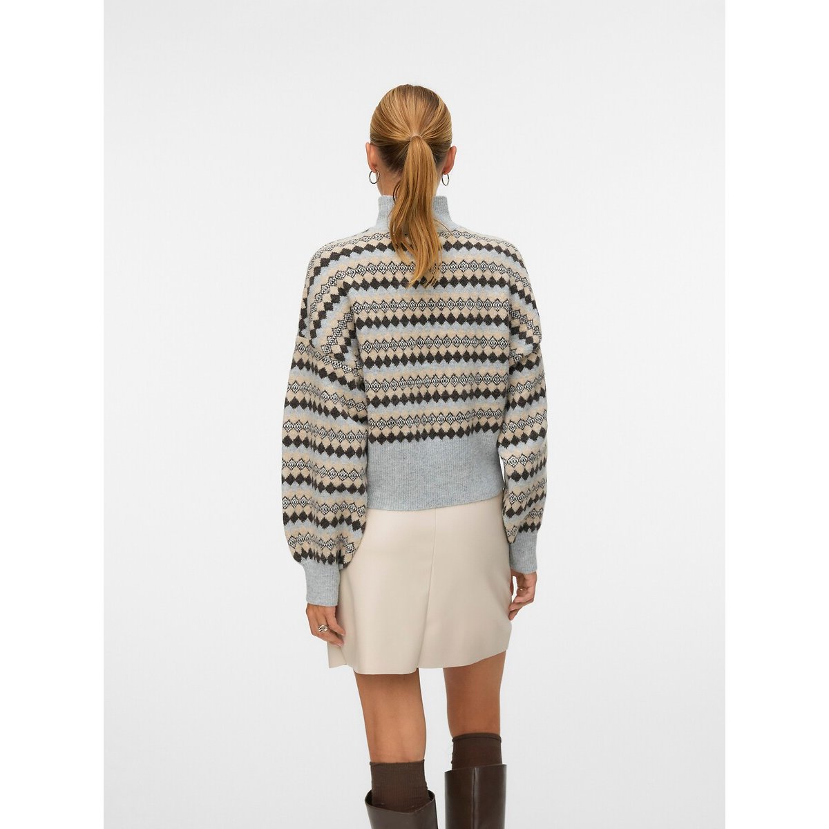 Striped High Neck Jumper grey, VERO MODA