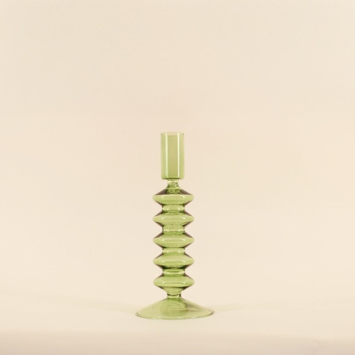 Bougeoir perles en verre 19cm vert, DECOSTAR