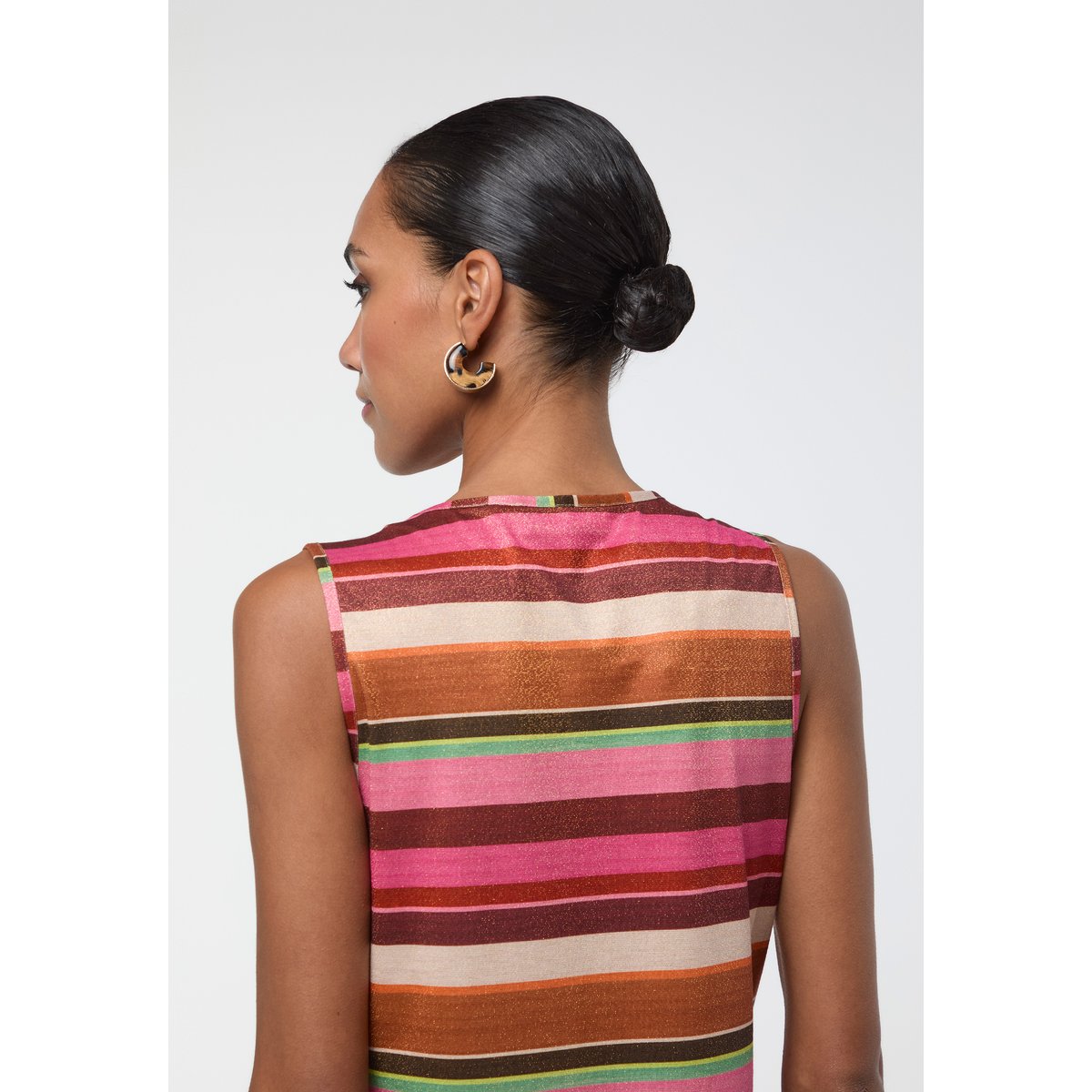 Robe longue rayée en fil textile rose, LOLA CASADEMUNT