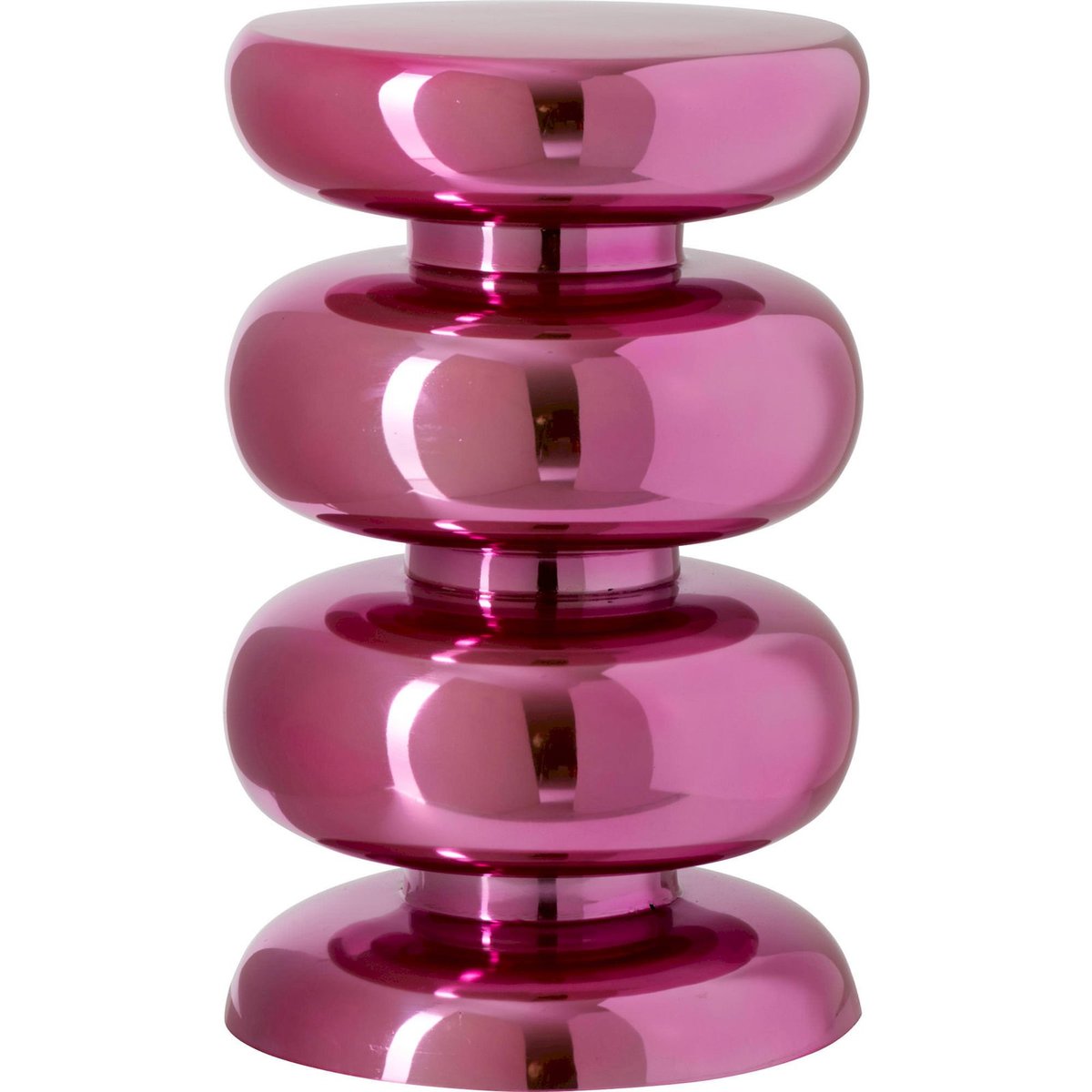 Tabouret rond brillant en métal rose fluo brillant, RECOLLECTION