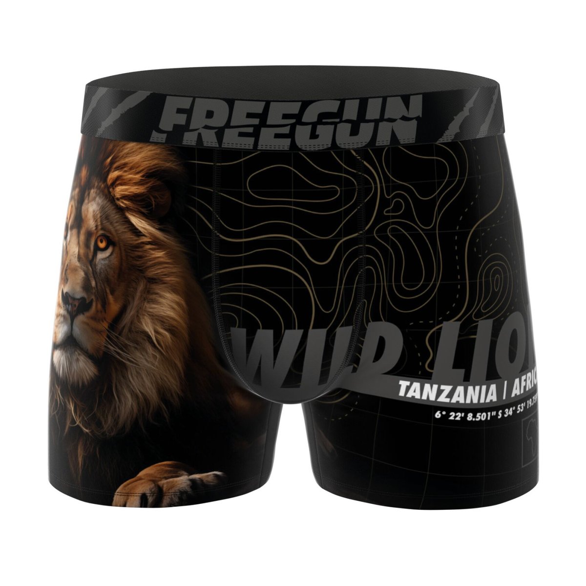 Lot De 4 Boxers Savage Animals turquoise/noir/marron/jaune/rouge, FREEGUN