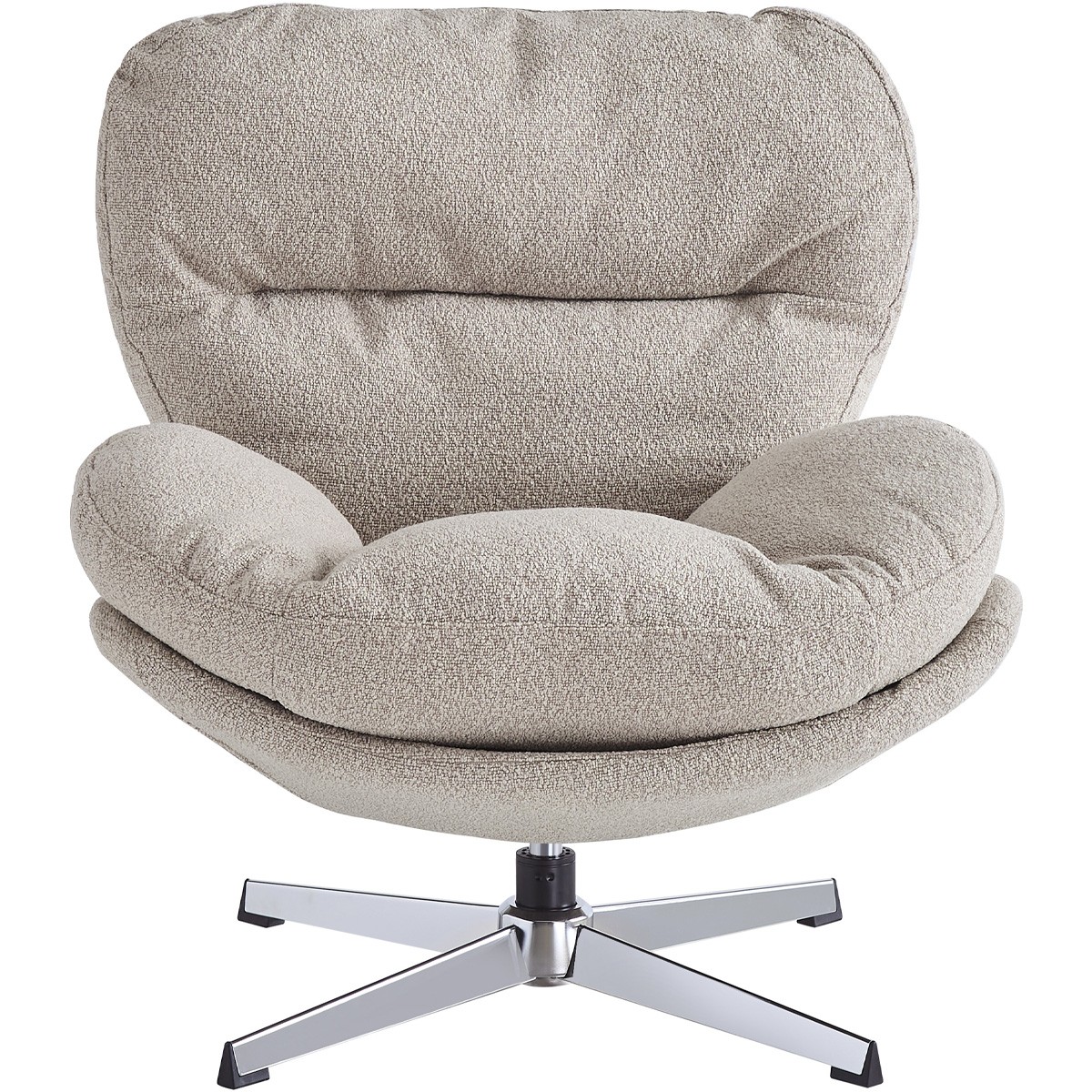 Fauteuil pivotant en tissu bouclé et piètement chromé - OLI taupe, HOMIFAB
