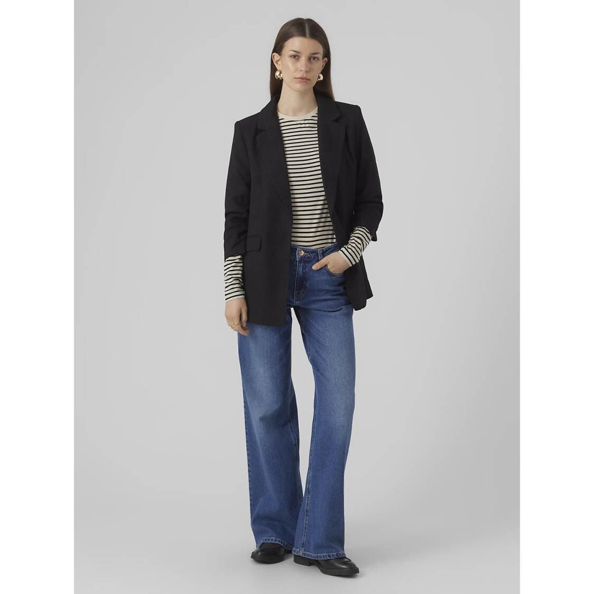 Blazer droit noir, VERO MODA