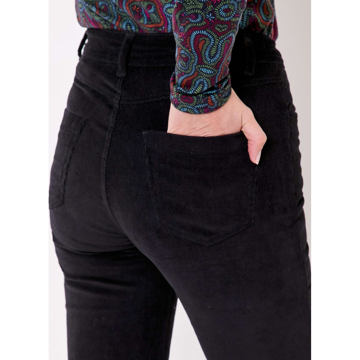 Pantalon flare velours côtelé bio LULU noir lulu, PRINCESSE NOMADE