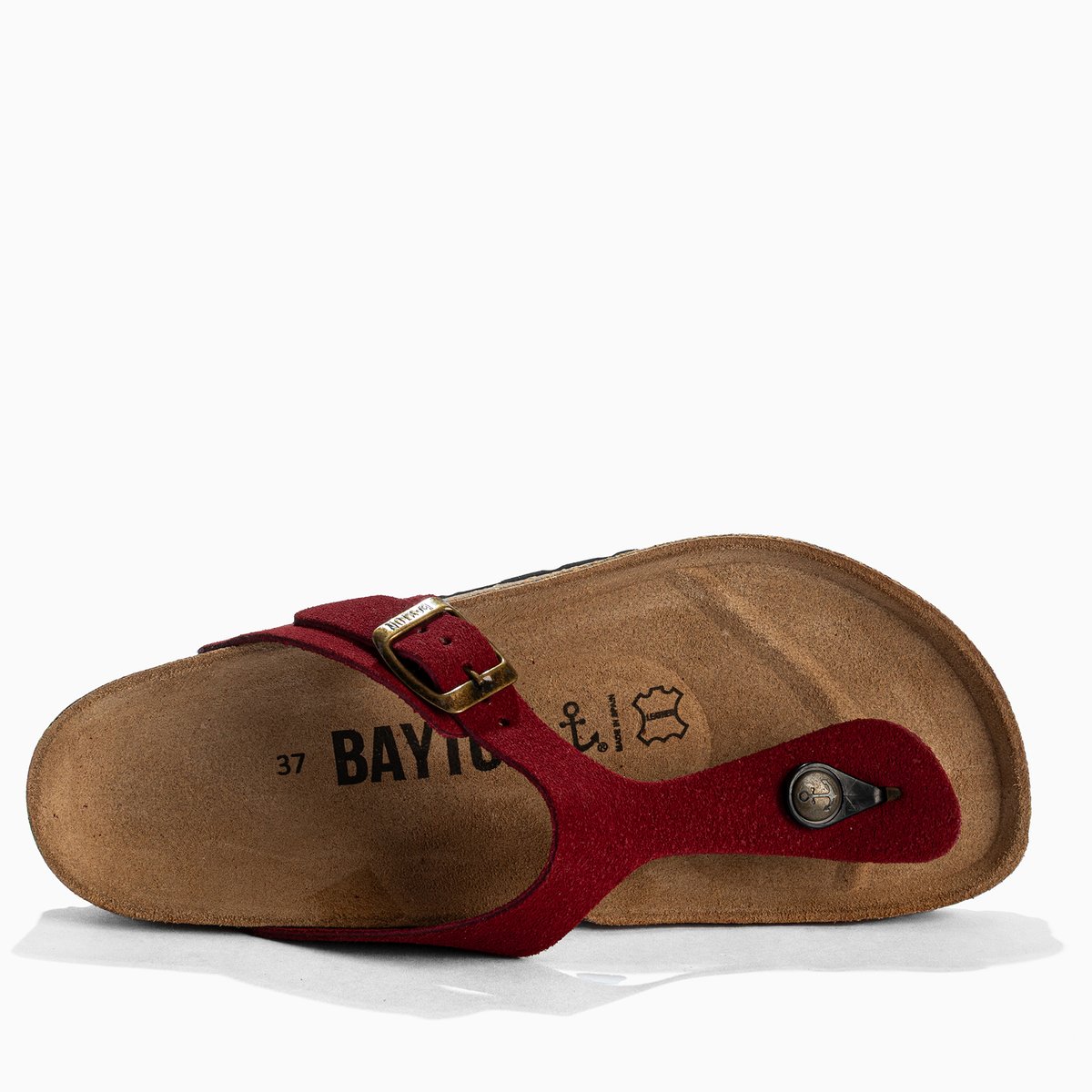Tongs en cuir suédé MERCURE rouge, BAYTON