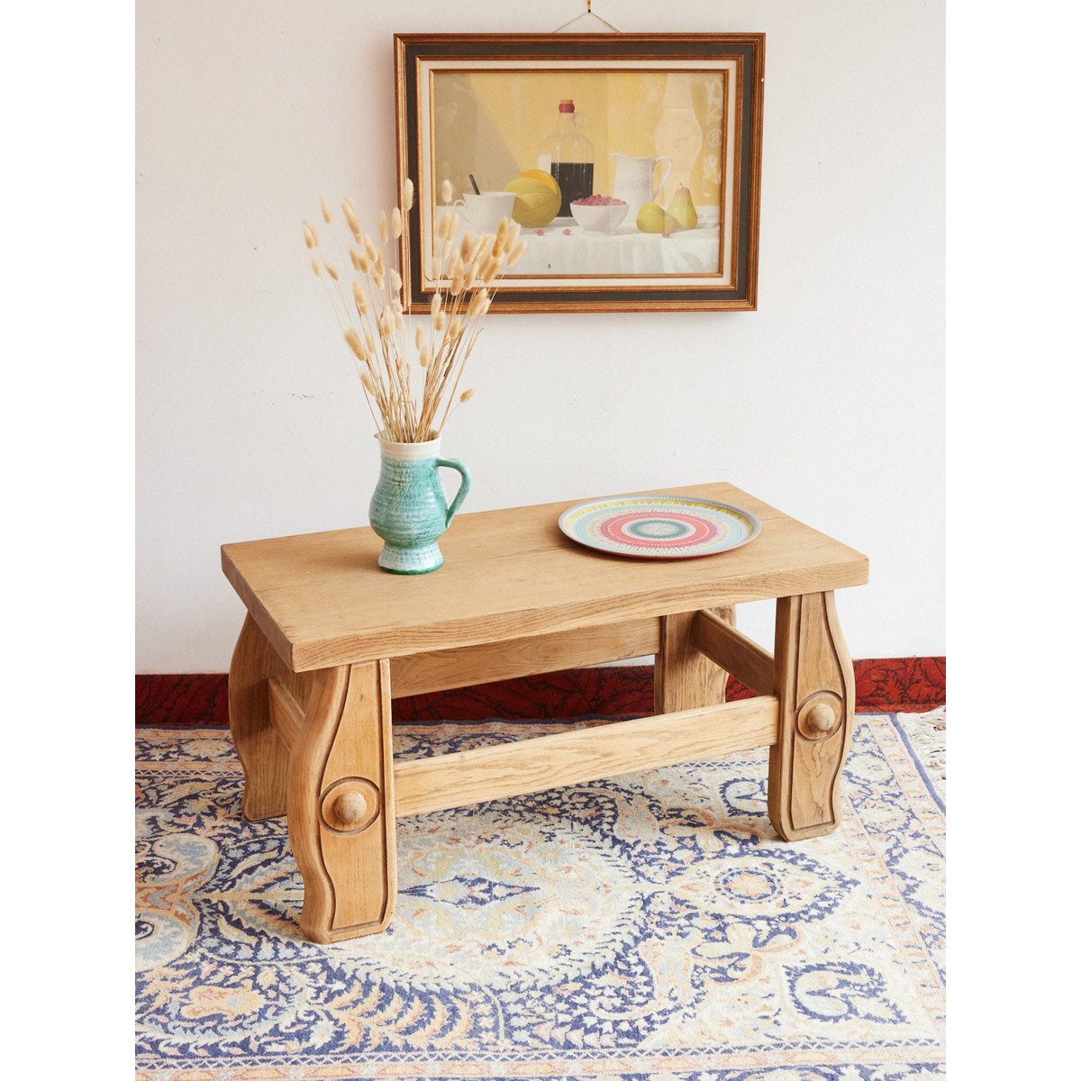 Table basse en bois massif Léonie N°1596 - Bon état bois clair, DEBONGOUT