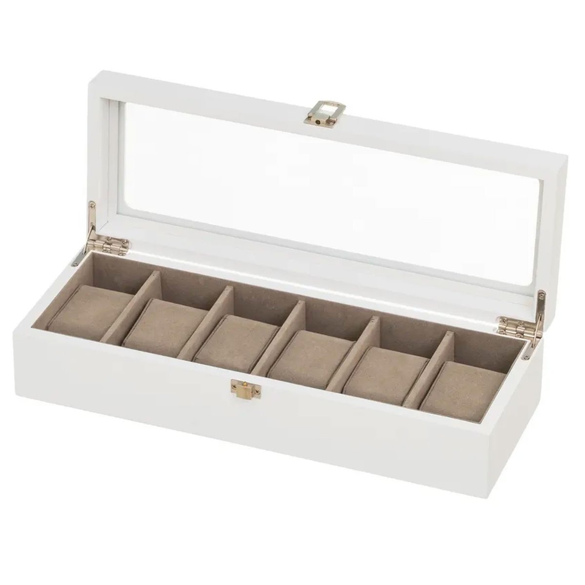 Coffret de rangement pour 6 montres en bois blanc 33x13x8cm blanc, WADIGA