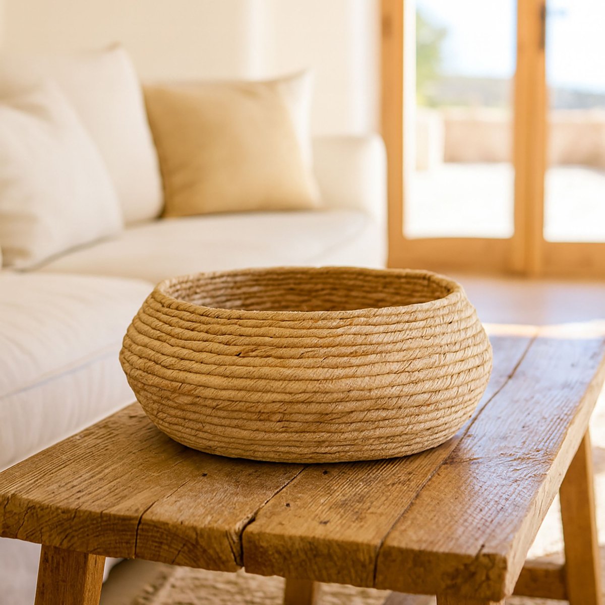 Panier en abaca naturel, NOW'S HOME