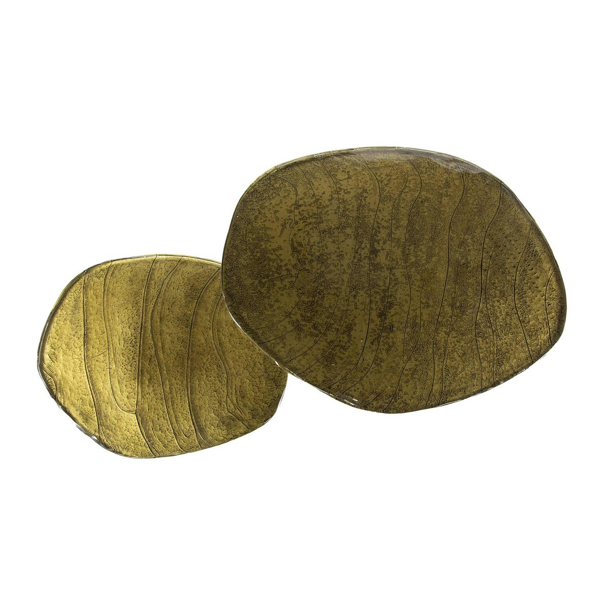 Table gigogne artisanale en verre (lot de 2) LAGUNA doré, PIER IMPORT
