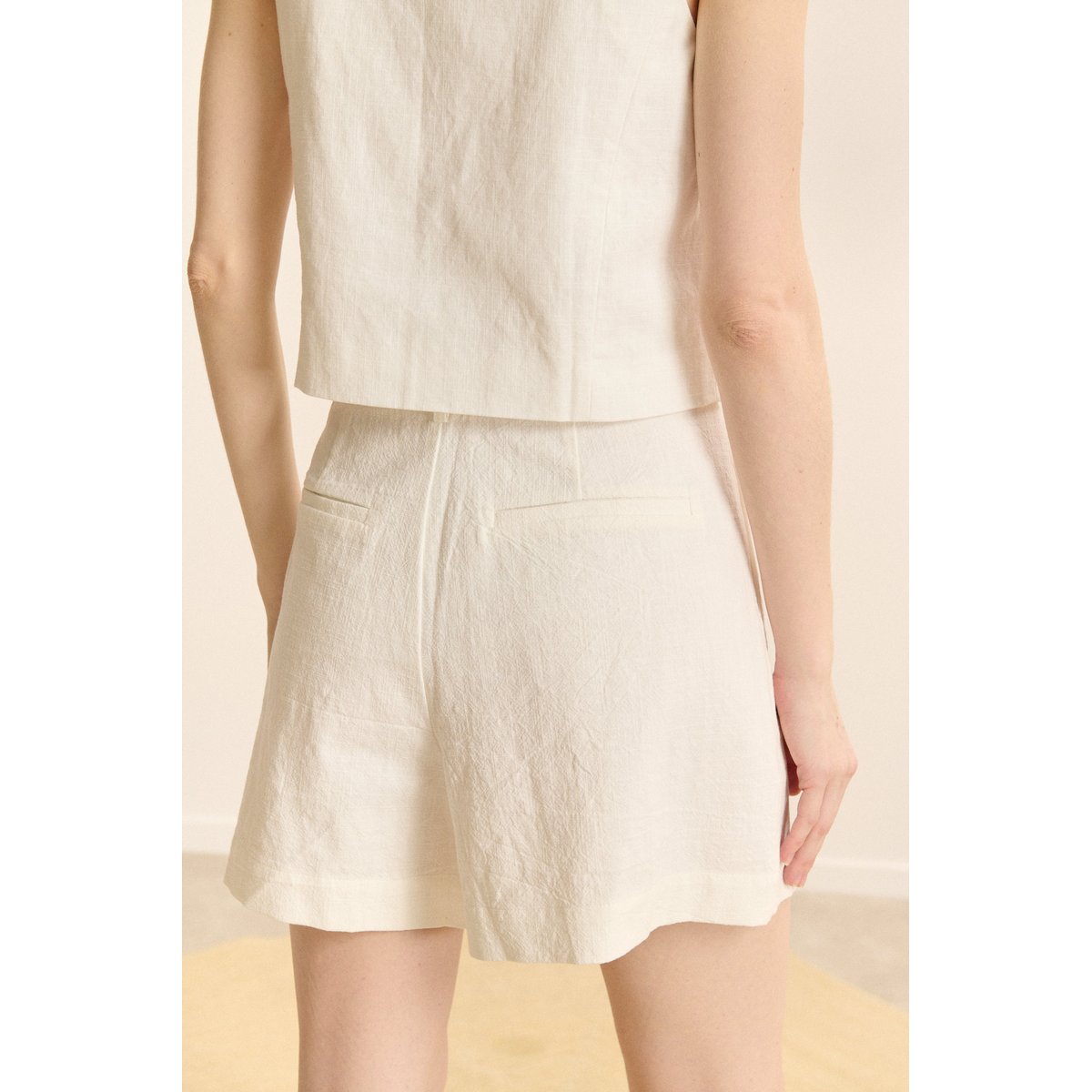 Short large à pinces COME blanc, GARANCE PARIS