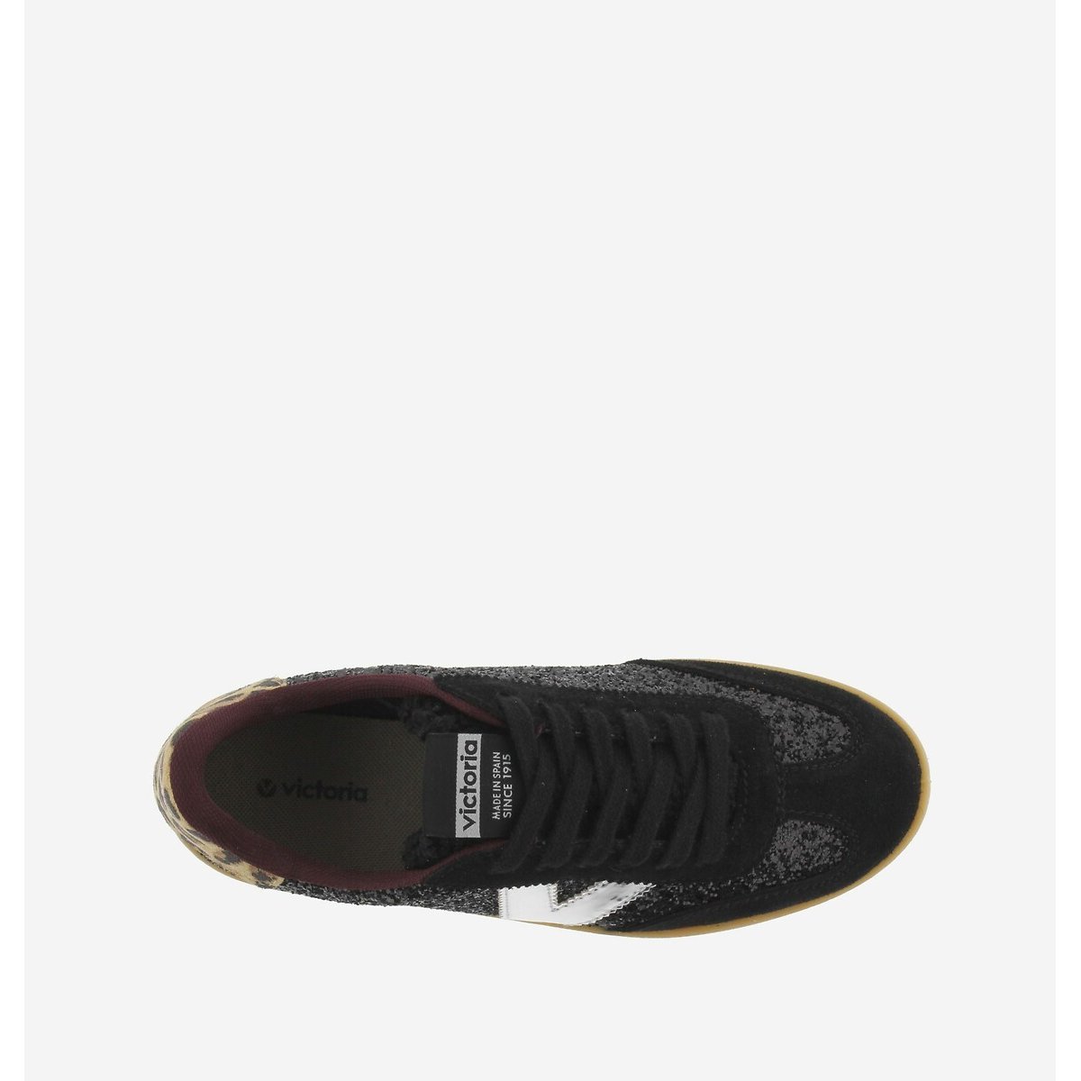 Baskets en cuir BERLIN GLITTER noir, VICTORIA