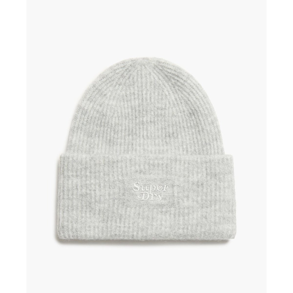 Bonnet en Maille Côtelée Doux gris chiné craie, SUPERDRY