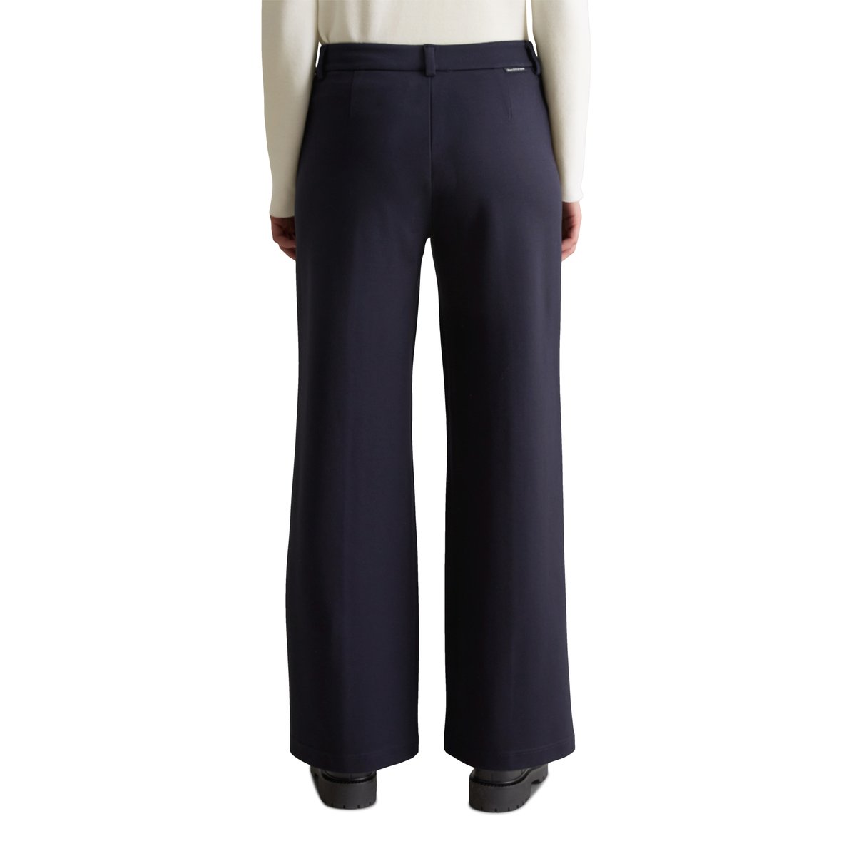 Pantalon droit en jersey en qualité interlock compacte bleu foncé, MARC O’POLO DENIM
