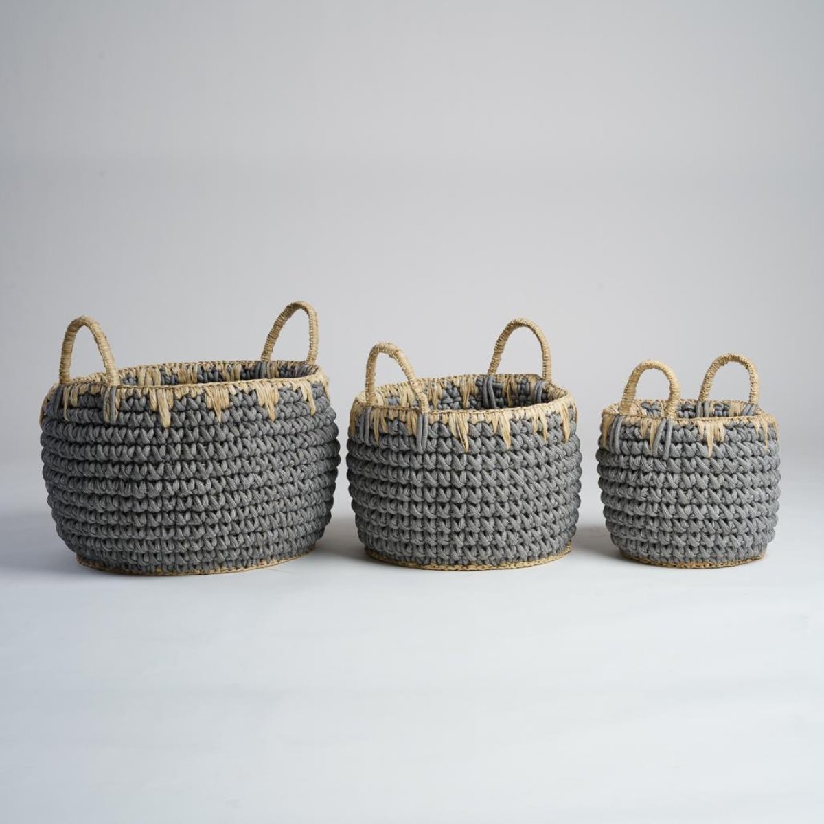 Grand panier en corde bleu XL EIKA gris, WANDA COLLECTION