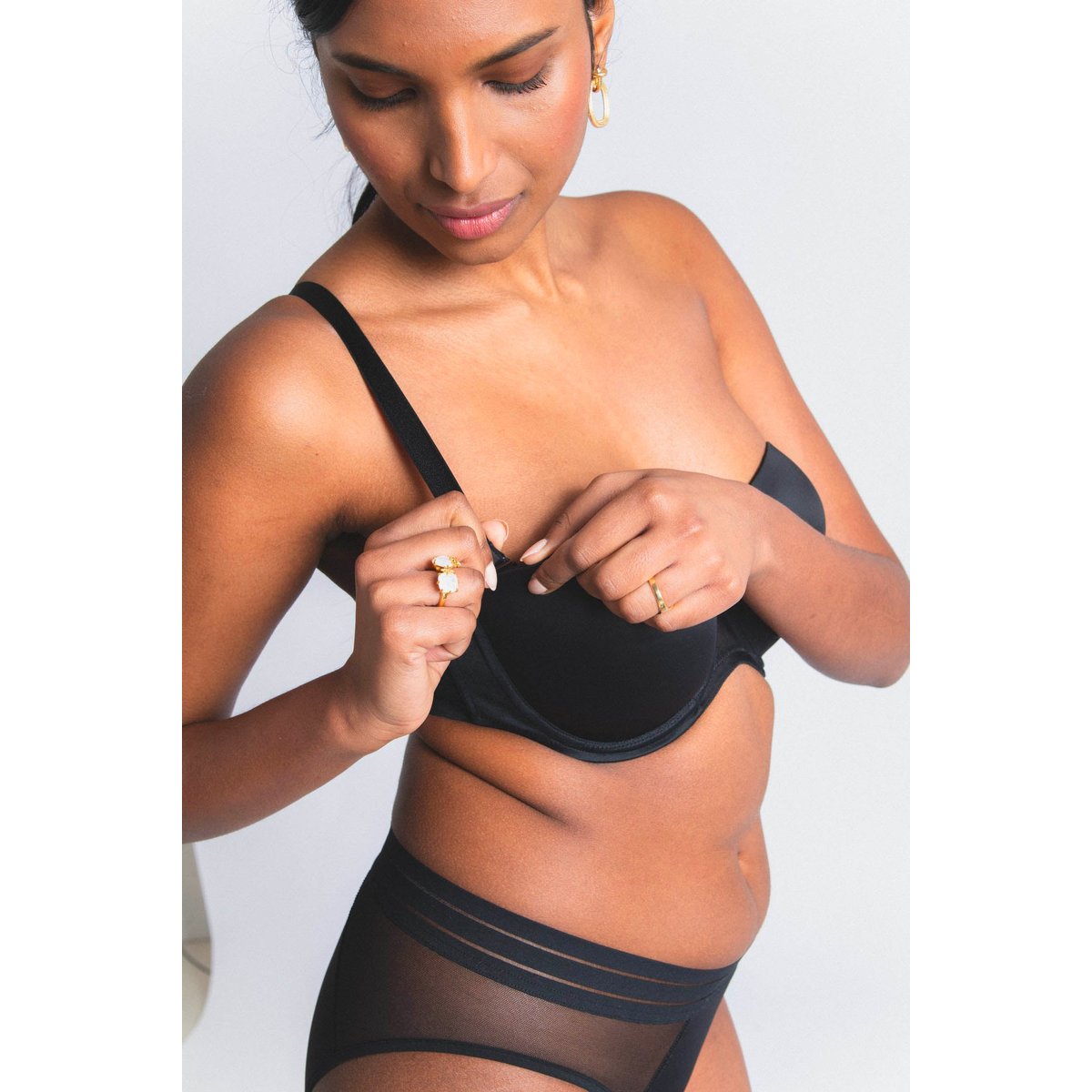 Soutien-gorge bandeau en microfibre et tulle NUFIT noir, MAISON LEJABY