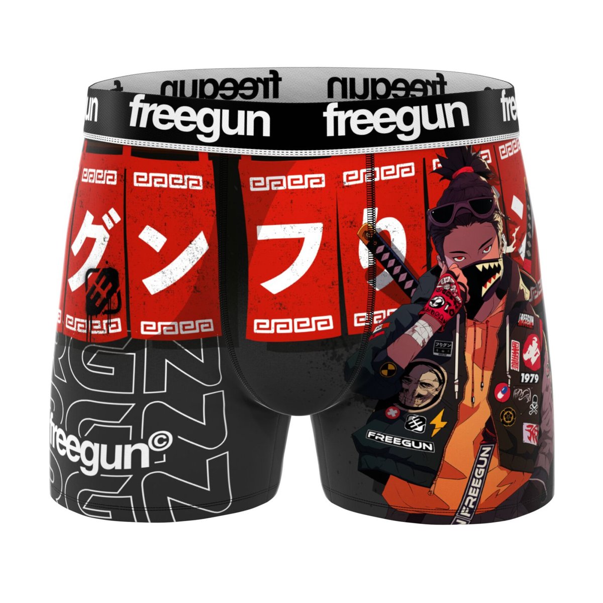 Lot De 3 Boxers Manga rouge/noir/jaune, FREEGUN