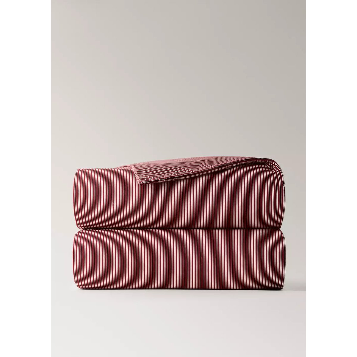 Housse de couette 100 % coton rayures lit 90 cm rouge, MANGO HOME