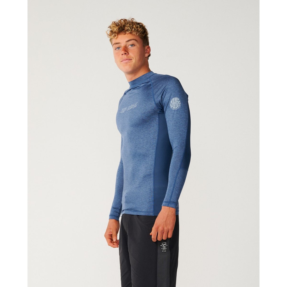 T-shirt anti-UV à manches longues Dawn Patrol UPF Performance bleu marine clair chiné, RIP CURL