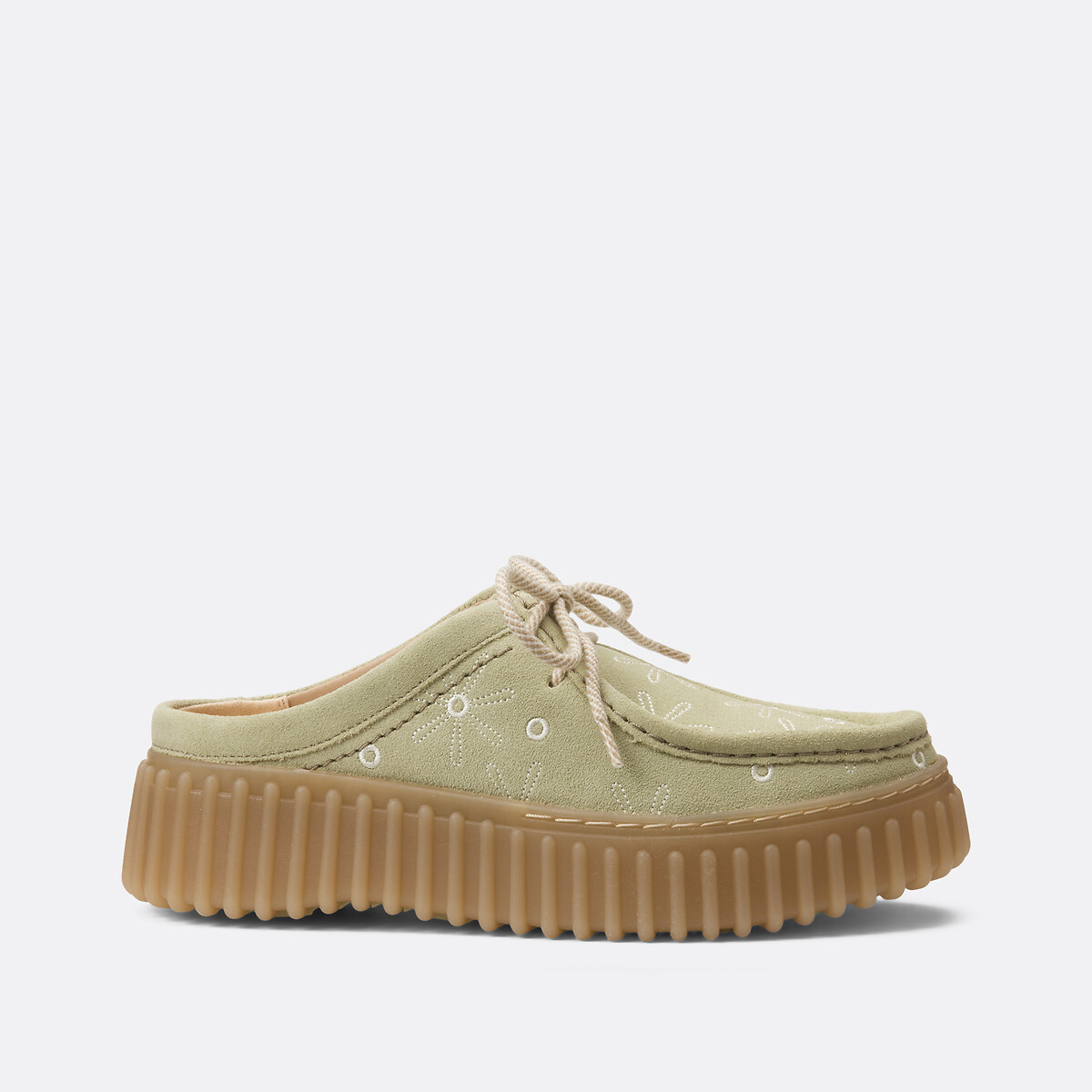 Sabot chiusi in pelle ricamata Torhill Mule verde salvia, CLARKS