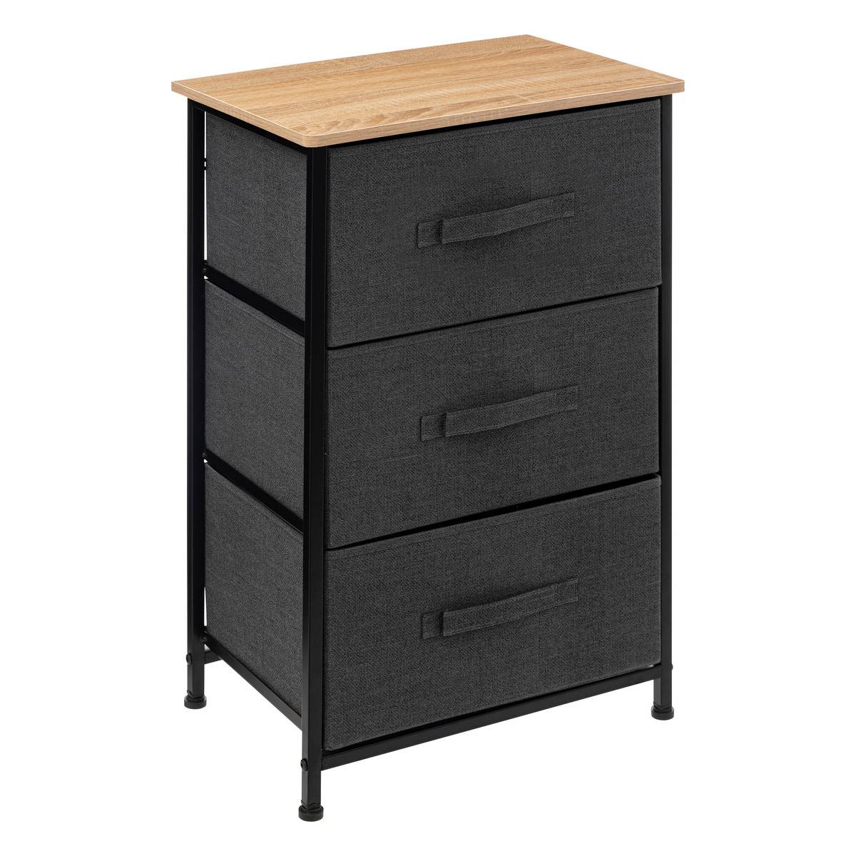 Meuble de rangement 3 tiroirs en acier et bois TISSA gris foncé, 5FIVE SIMPLY SMART