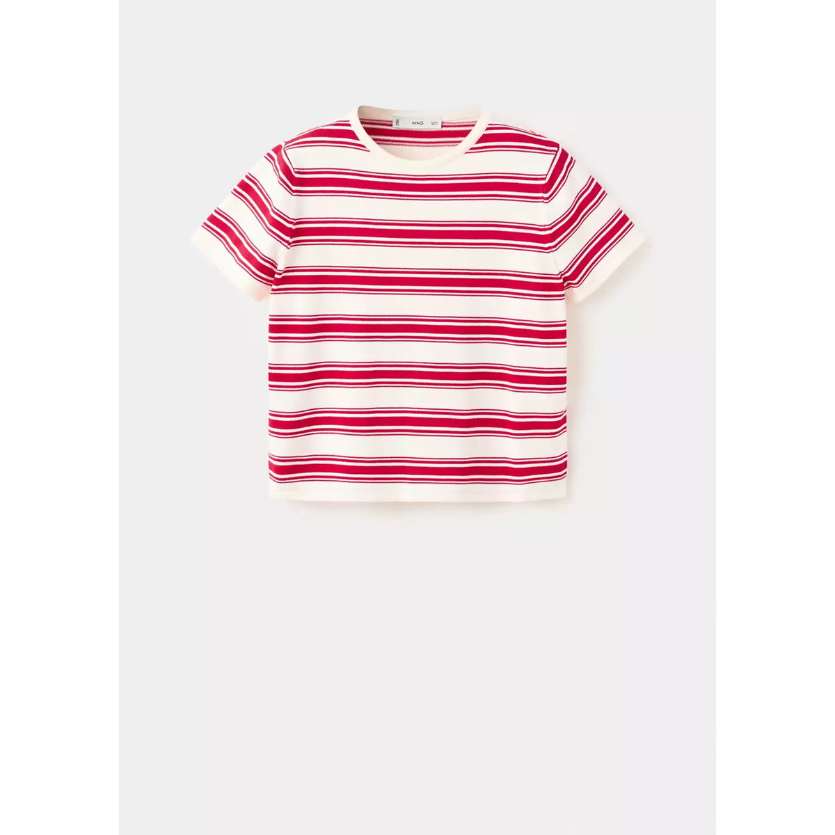 Pull-over en maille à rayures rouge, MANGO