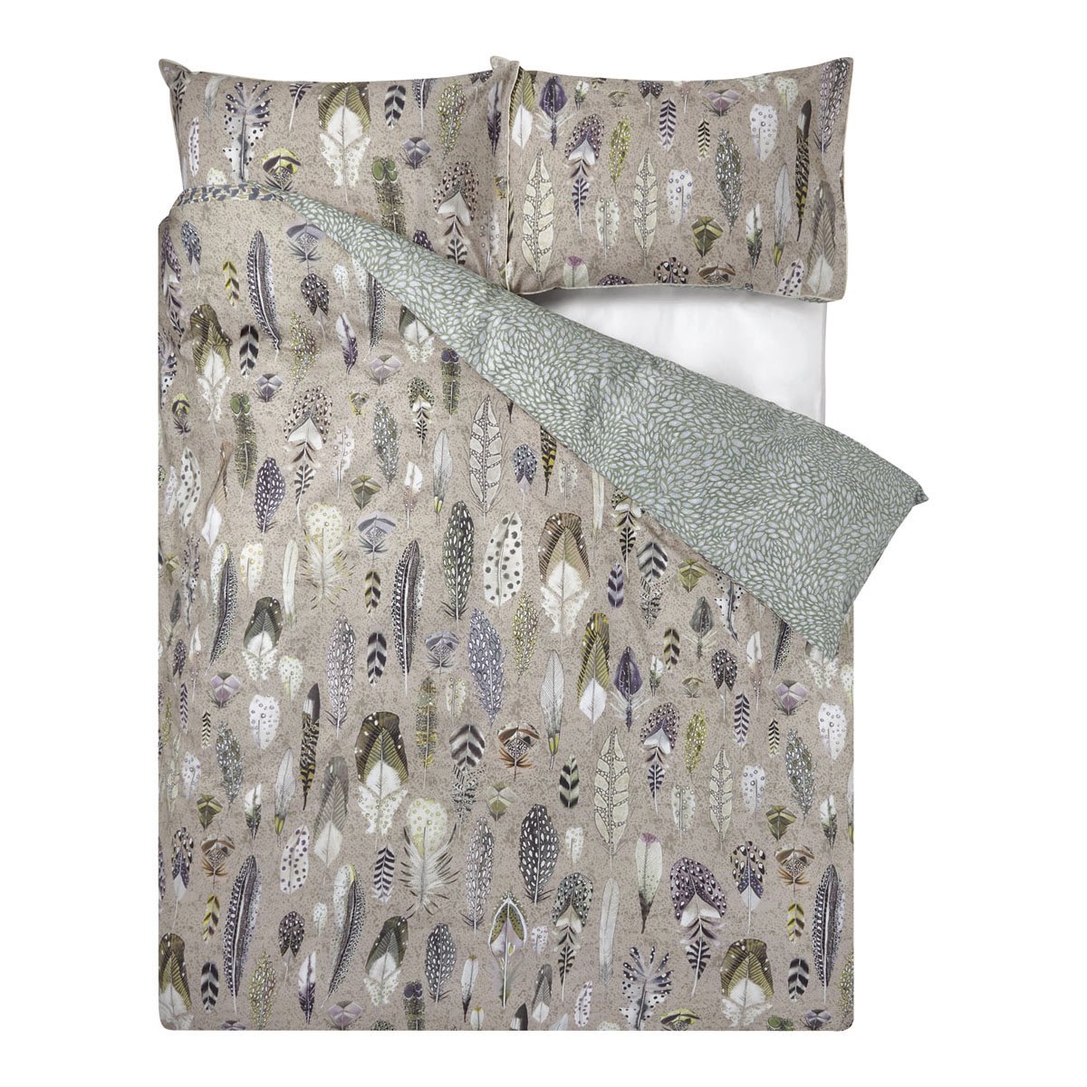 Housse de couette imprimée en percale de coton, QUILL NATURAL beige, DESIGNERS GUILD