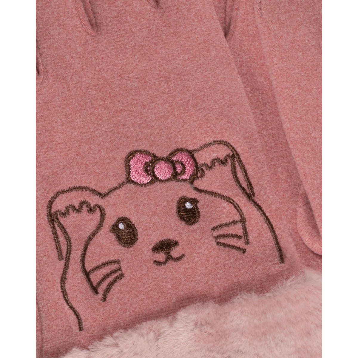 Gants avec broderie animal rose, ISOTONER