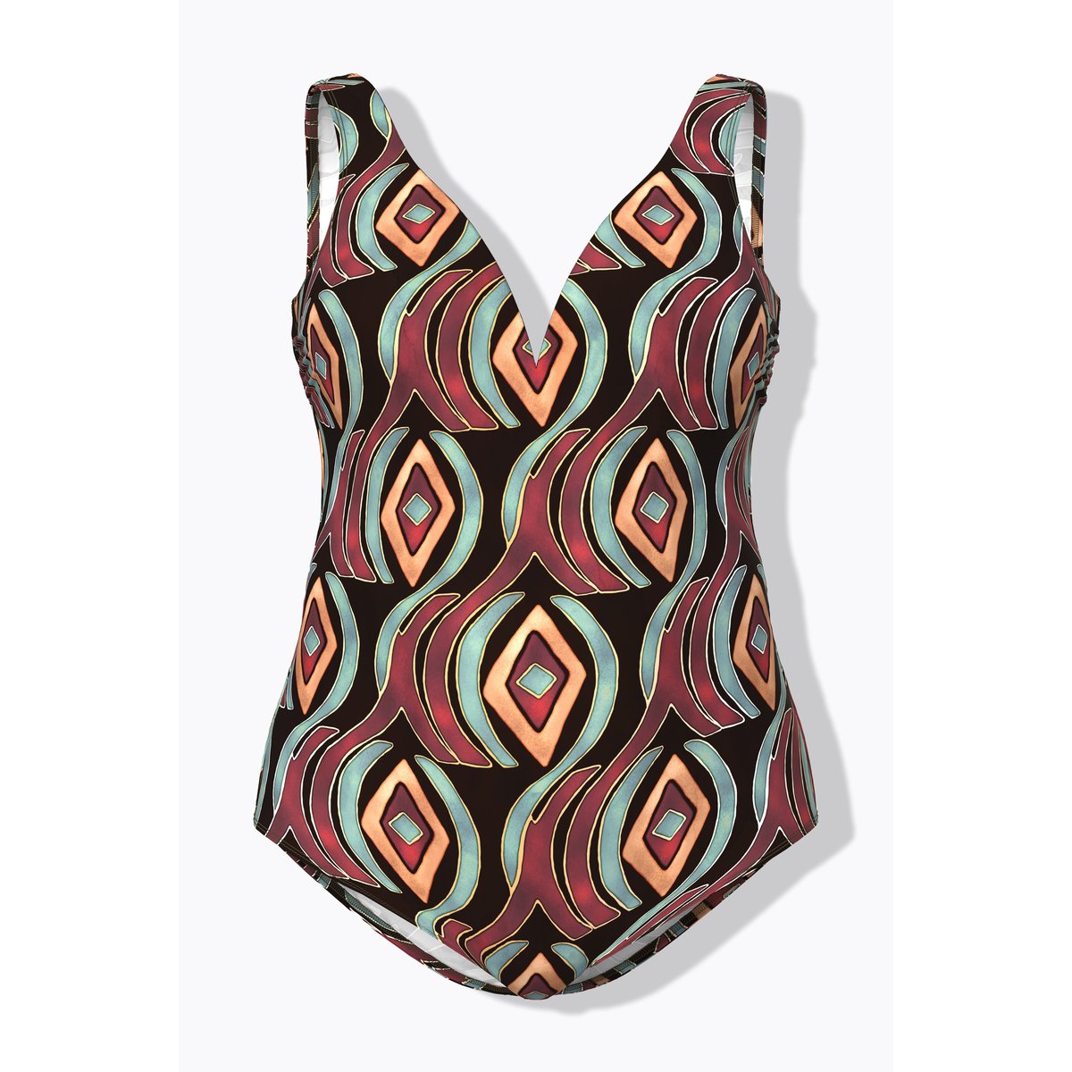 Maillot de bain à bonnets souples. Motif noir, ULLA POPKEN