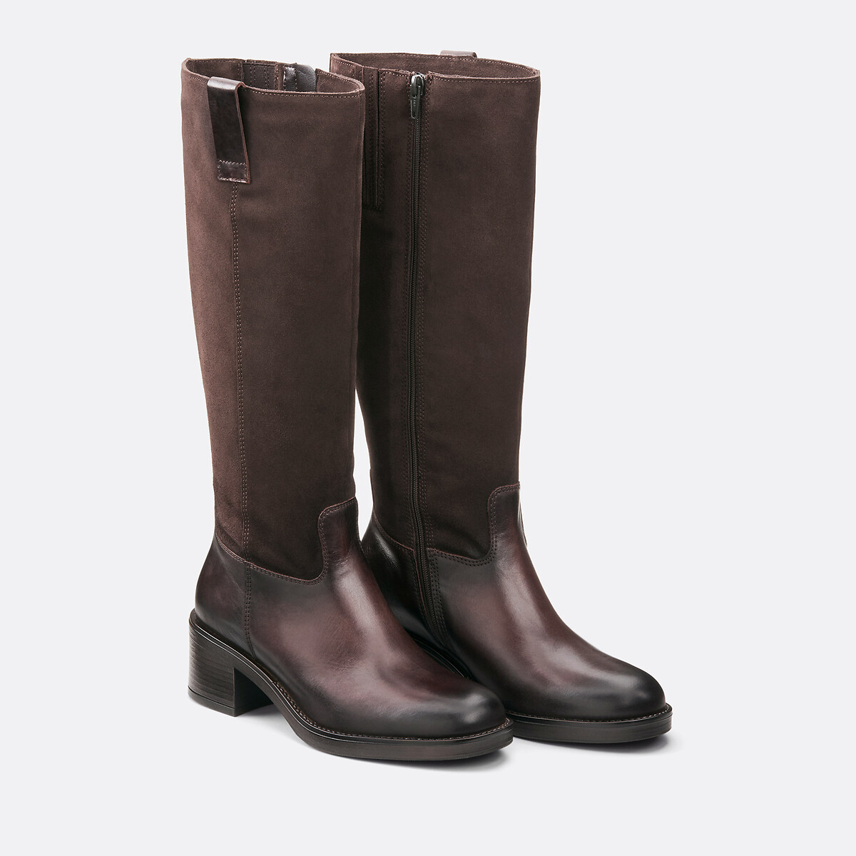 Bottes en cuir bi-matière Claire marron, JONAK