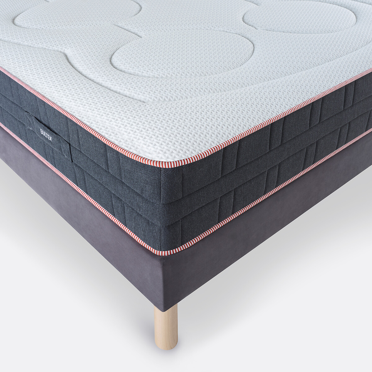 Materasso ibrido a molle e schiuma, Conquérant bianco/grigio chiné, BULTEX